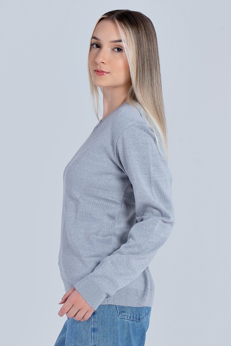 07 sueter feminino malha fina ideal para uniformes em decote v